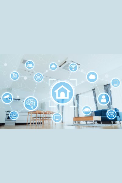 Digital tablet showing a smart home automation control dashboard